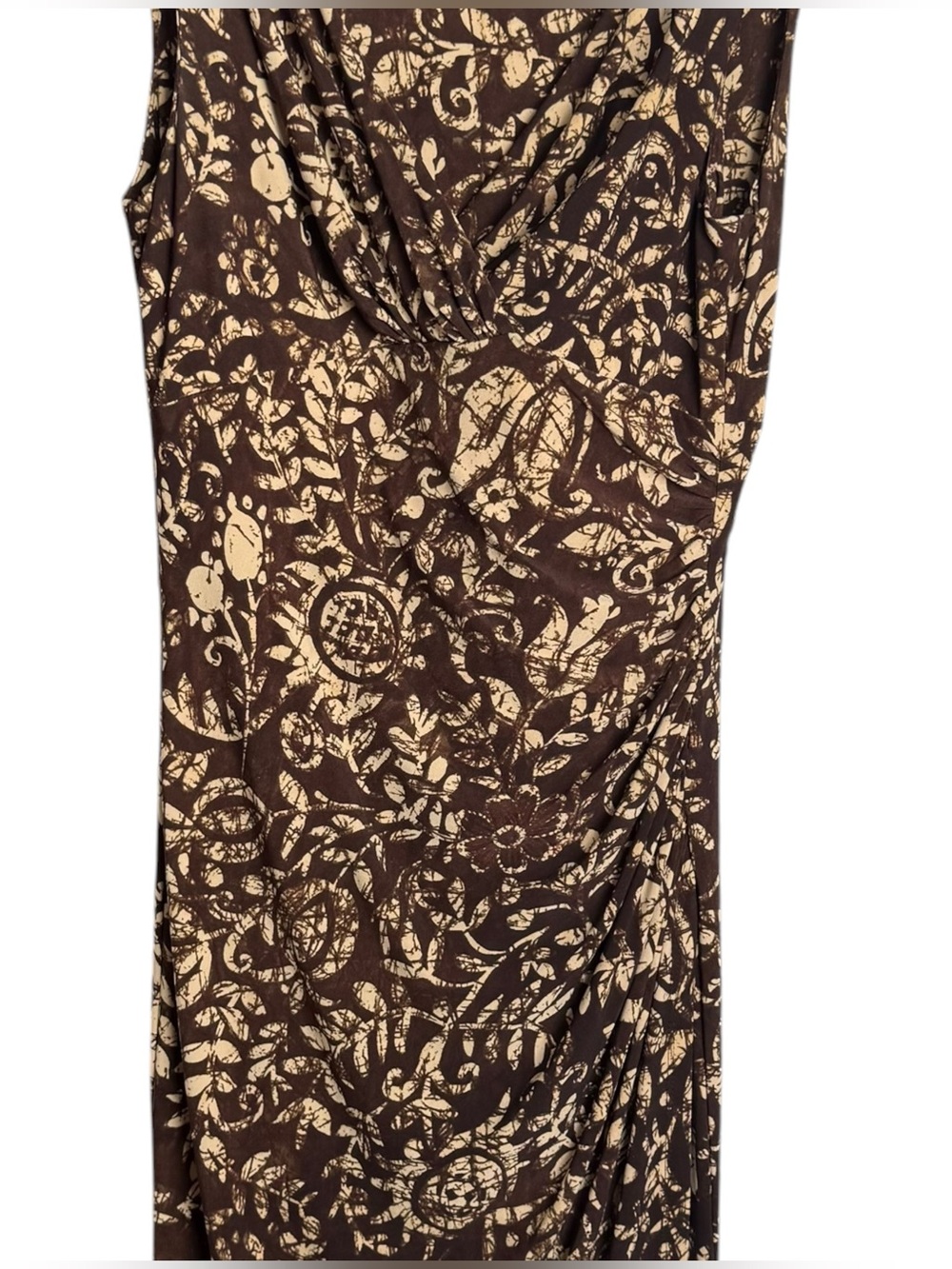 Lauren Ralph Lauren Sleeveless Cocktail Sheath Dress Size 4 Midi Ruched Brown - Picture 6 of 10